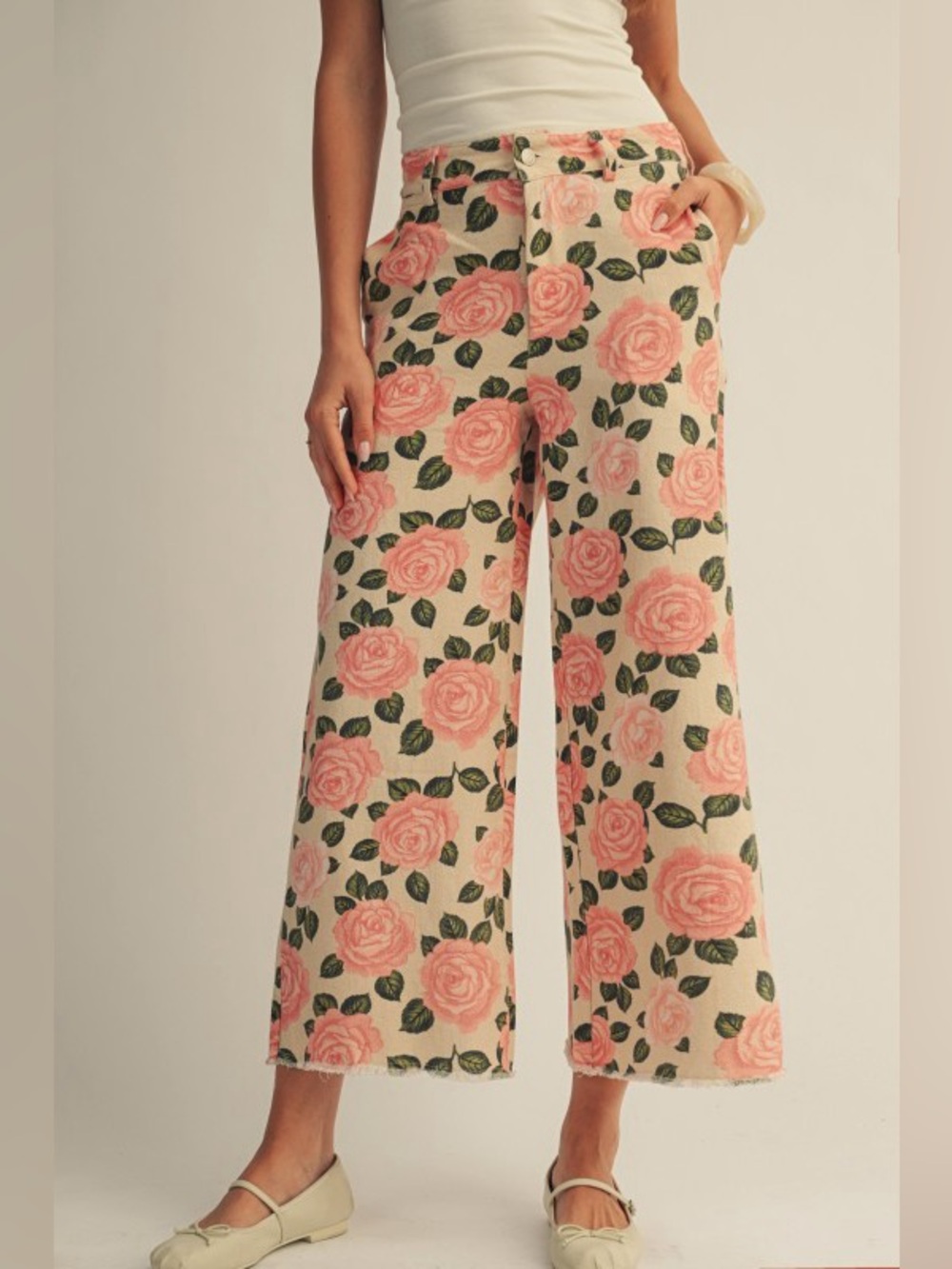 Multi floral rose patchwork barrel wide leg western flare bohemian pants jeans